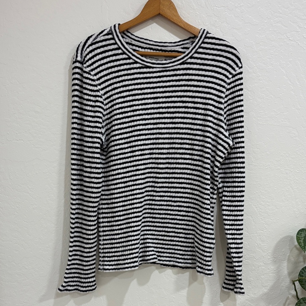 Everlane Black & White Striped Long-Sleeve Sweater Tee